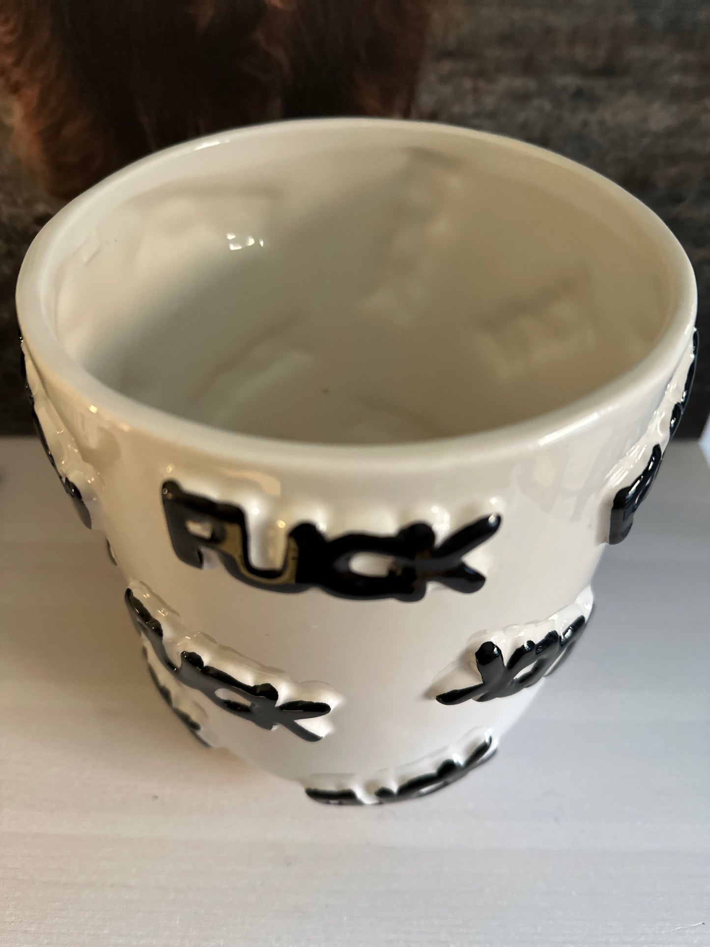 Vase „Fuck weiß/schwarz Groß „