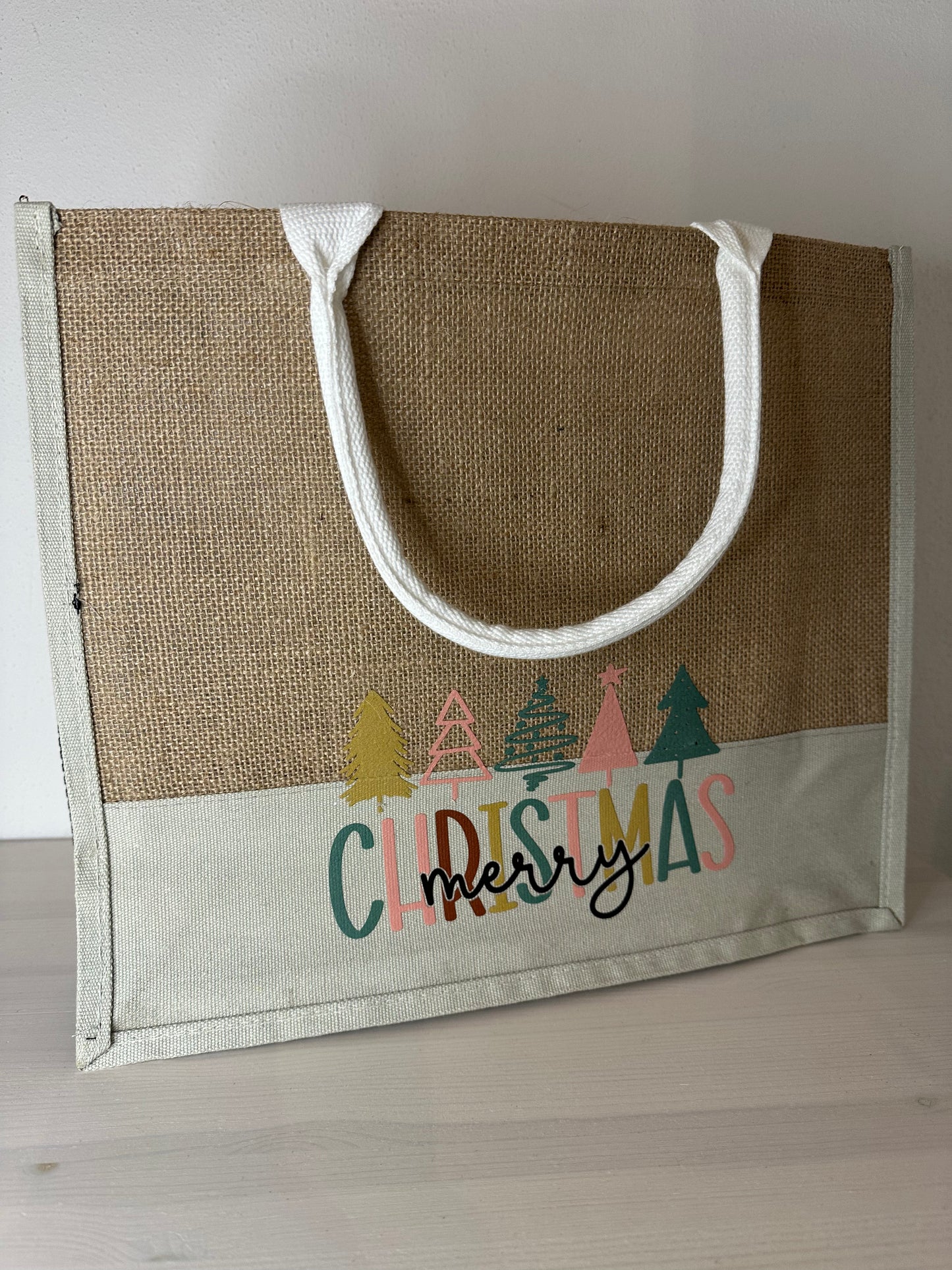 JUTETASCHE BEIGE „MERRY CHRISTMAS „