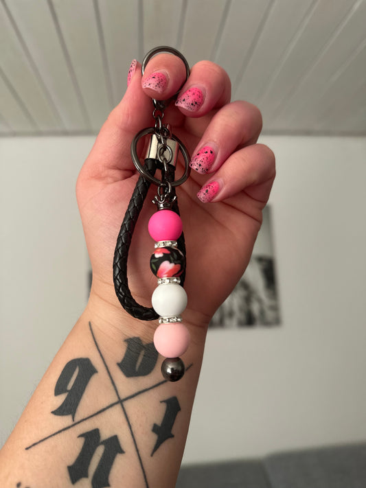 Schlüsselanhänger „Pink /White Band“
