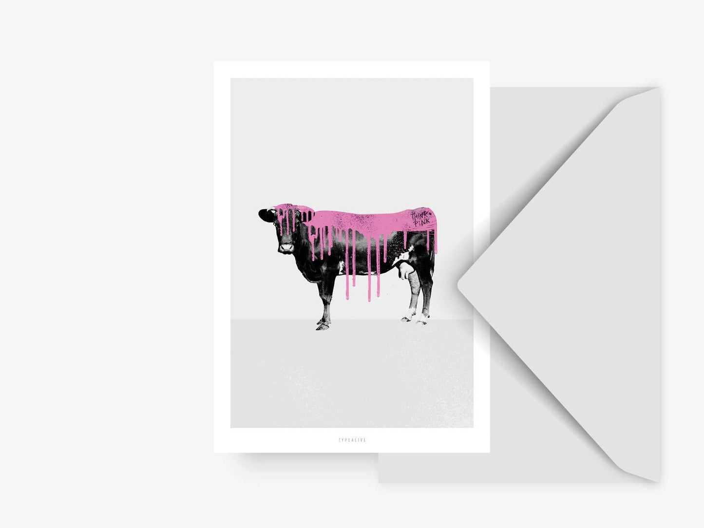 Postkarte „Pink Cow“