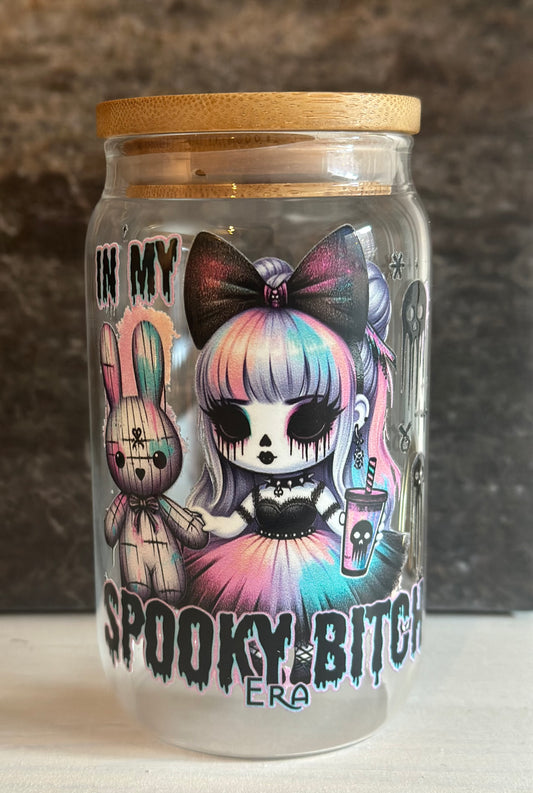 Trinkglas mit Bambusdeckel „Spooky“
