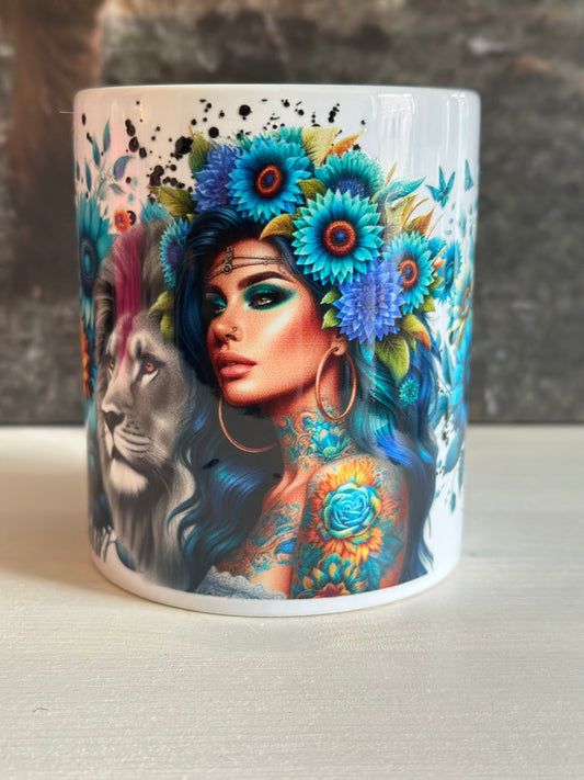 Tasse „Flowergirl Blue Lion“