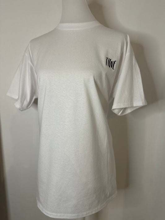 T-SHIRT WEISS „WE ARE ALL CRAZY“