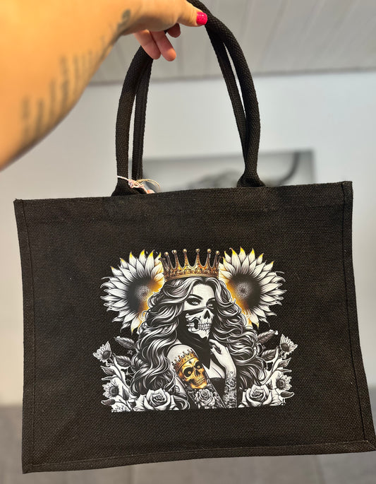 Jutetasche Girl Queen schwarz